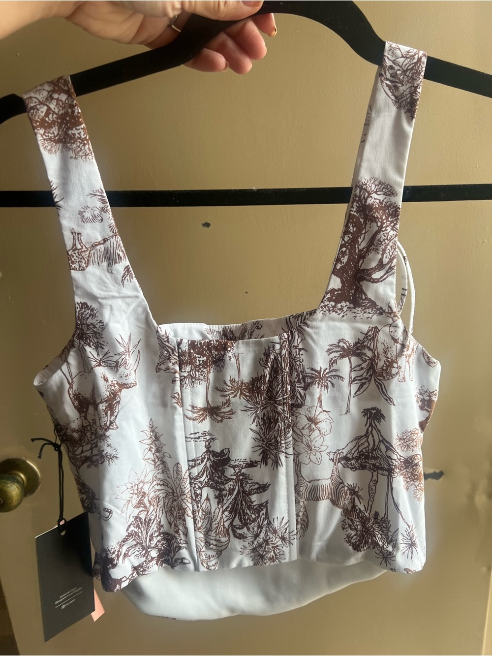iris Brown Floral Tie-Shoulder Bodice corset Top - Picture 5 of 7